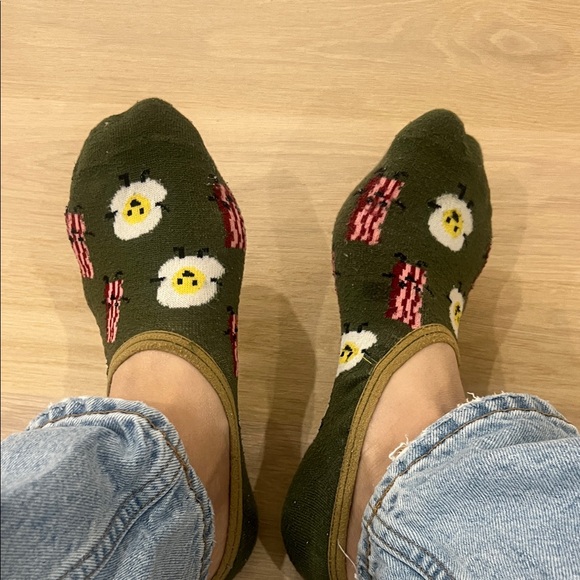 Accessories - Green Socks with Egg and Bacon Design